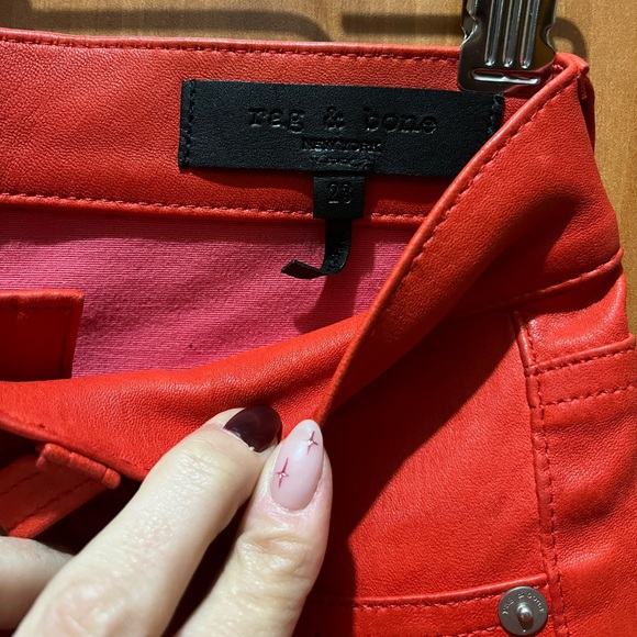 Rag & Bone Women’s Red Hana Leather Pants  Size: 23. NWOT Retail For $995. Rare! - Picture 9 of 16